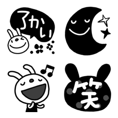 [LINE絵文字] モノクロ★てるてるうさぎ絵文字の画像