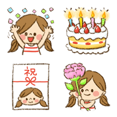 [LINE絵文字] かわいい主婦の1日【お祝い】絵文字の画像