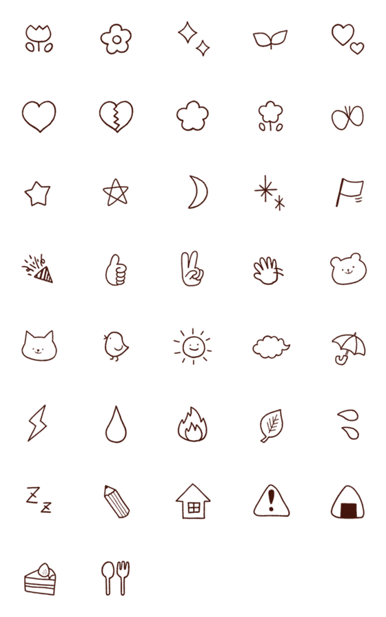 [LINE絵文字]シンプルで使いやすい線だけ絵文字の画像一覧