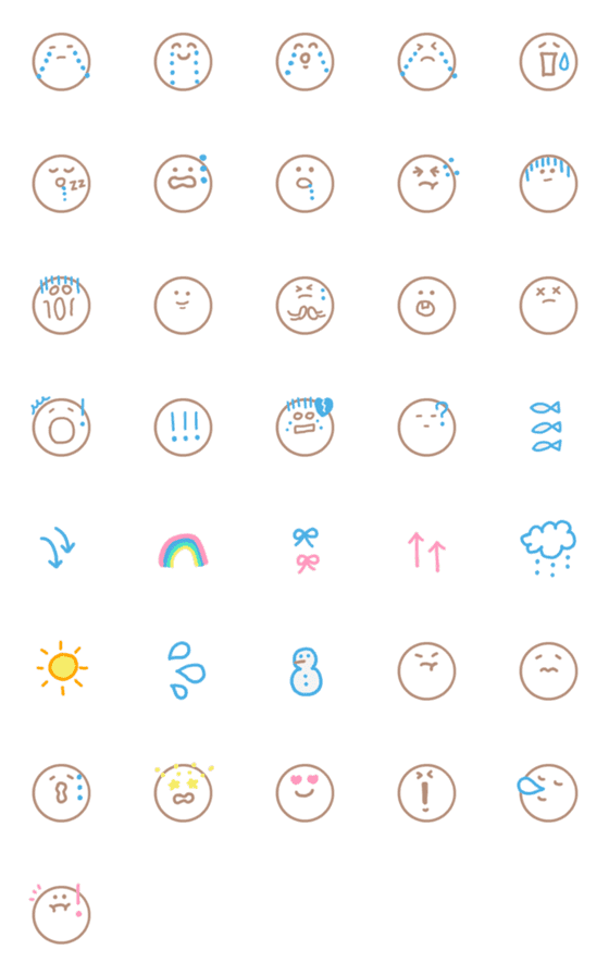 [LINE絵文字]○シンプルな線のまるい顔の画像一覧