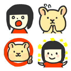 [LINE絵文字] おかっぱ女の子とキンクマの絵文字の画像