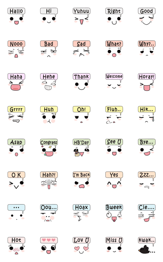 [LINE絵文字]Cheeks Pink Emoji : Bubble Wordsの画像一覧