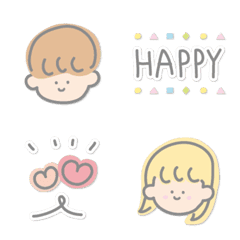 [LINE絵文字] 男の子と女の子のHAPPYな毎日の画像