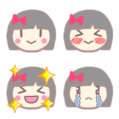 [LINE絵文字] 赤いリボンのおかっぱちゃんの画像