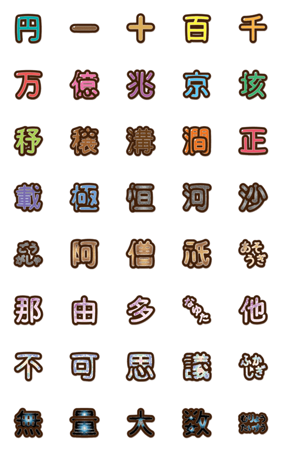 [LINE絵文字]漢字デコ☆ぽっぷな絵文字・数の単位／大数の画像一覧