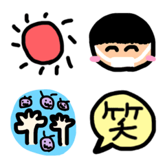 [LINE絵文字] 毎日使える絵文字 可愛いマスクの子の画像