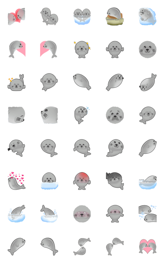 [LINE絵文字]cute sealsの画像一覧
