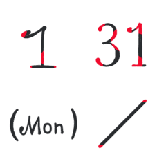 [LINE絵文字] Number and date RED colorの画像