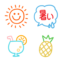 [LINE絵文字] 暑～！夏の挨拶や太陽・吹き出しなどの画像