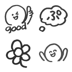 モノクロ手書き絵文字の絵文字メイン画像