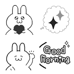 モノクロ★ぽちゃうさ絵文字の絵文字メイン画像