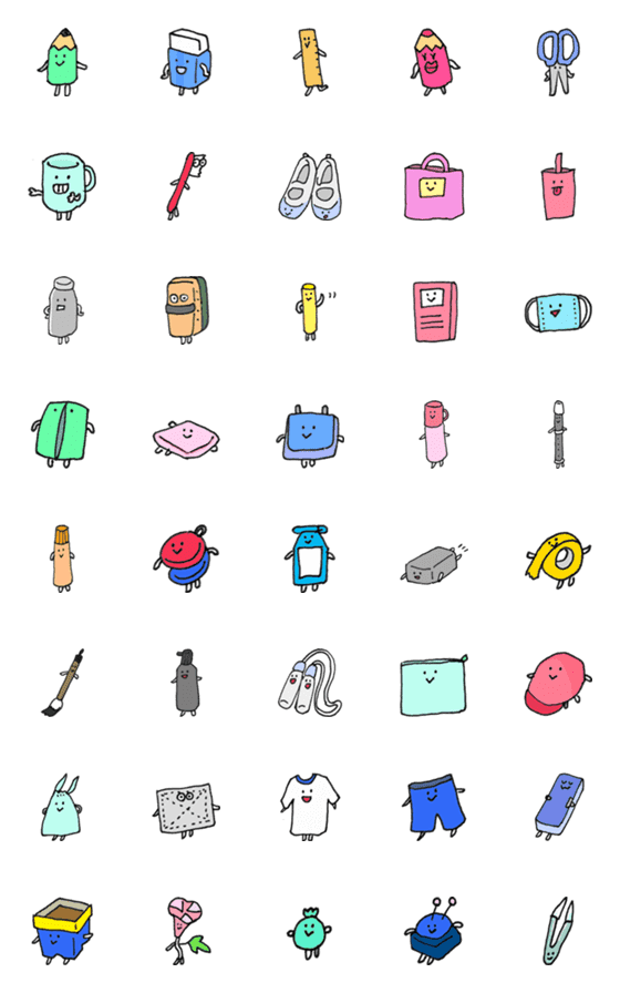Line絵文字 ゆる絵文字 学校アイテム 1 40種類 1円