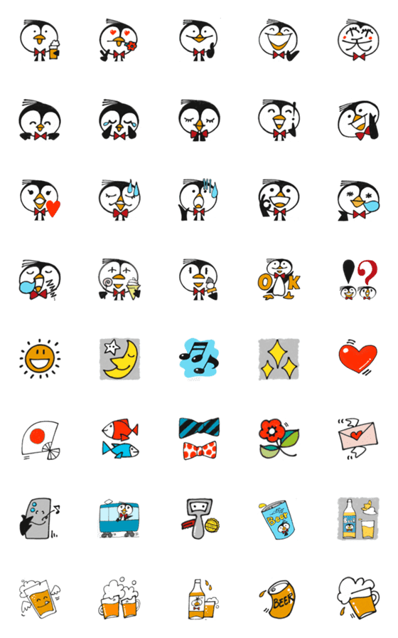 [LINE絵文字]あるペンギンのビールな1日 絵文字の画像一覧