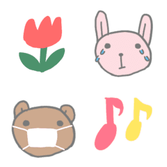 ぴんくなうさぎとちゃいろいくまの絵文字メイン画像