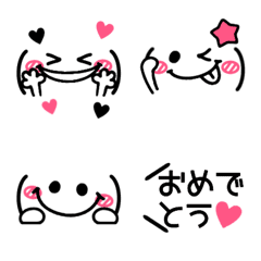 [LINE絵文字] ブラックピンク♡王道 顔文字 絵文字の画像