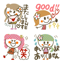 [LINE絵文字] スマイルgirls‼︎♡文字付き♡の画像