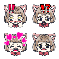 [LINE絵文字] 猫耳女の子のシンプル絵文字！日常の画像