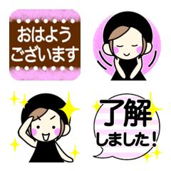 [LINE絵文字] 黒い帽子の女の子 [絵文字]の画像