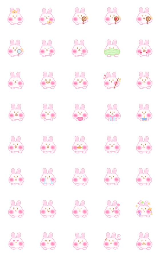 [LINE絵文字]Cutie emoji : Chubby rabbit funnyの画像一覧