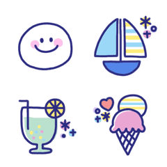 [LINE絵文字] マリンブルー◎スマイル絵文字(1)の画像