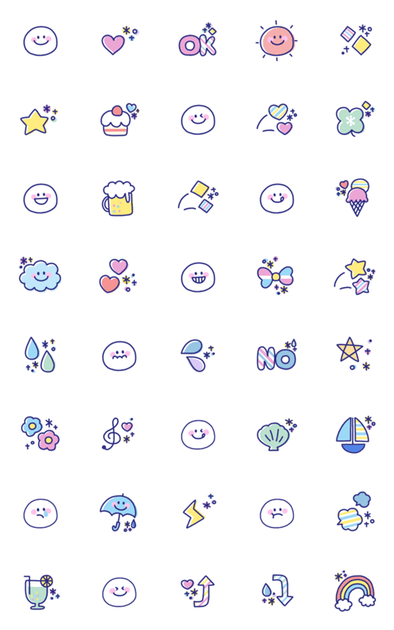 [LINE絵文字]マリンブルー◎スマイル絵文字(1)の画像一覧