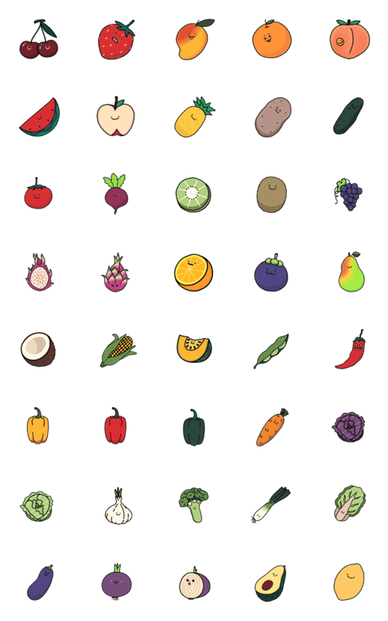 [LINE絵文字]lil fruits and veggiesの画像一覧
