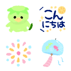 [LINE絵文字] ゆるかわ！夏の風物詩★クレヨンの画像