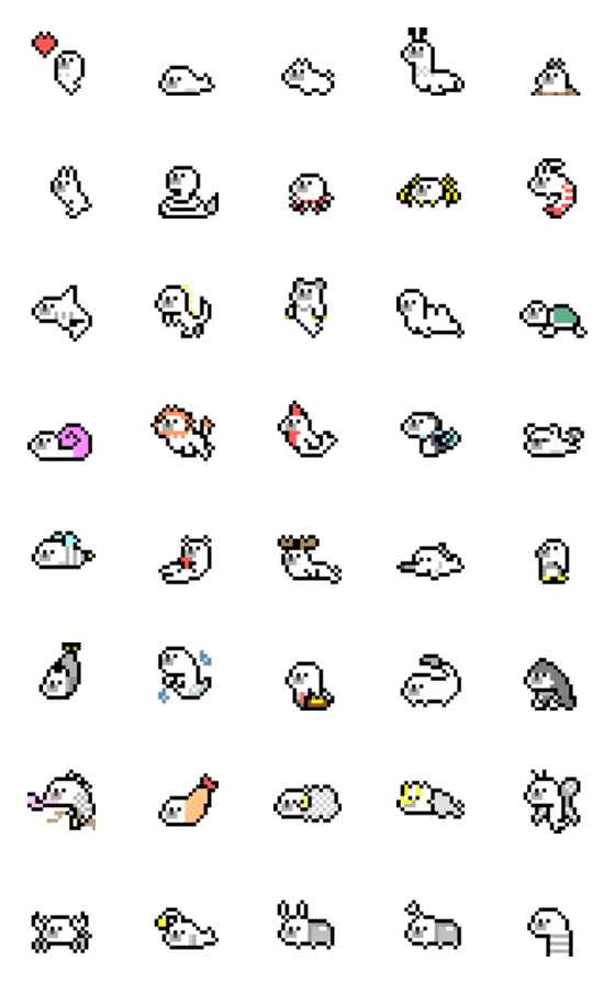 [LINE絵文字]ドット絵 いろいろアザラシの画像一覧