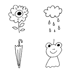 [LINE絵文字] 梅雨 モノクロシンプル絵文字の画像