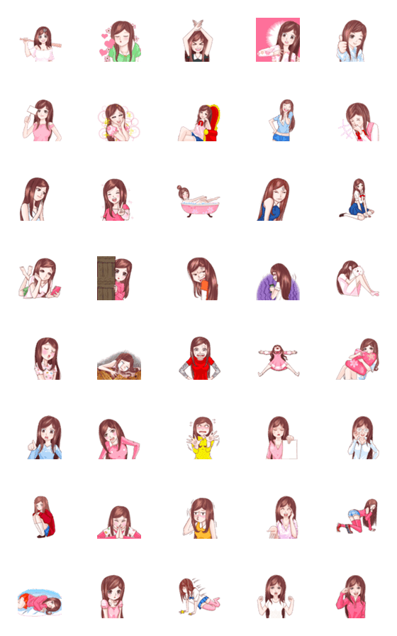 [LINE絵文字]Emoji, Yoko Cute girlの画像一覧