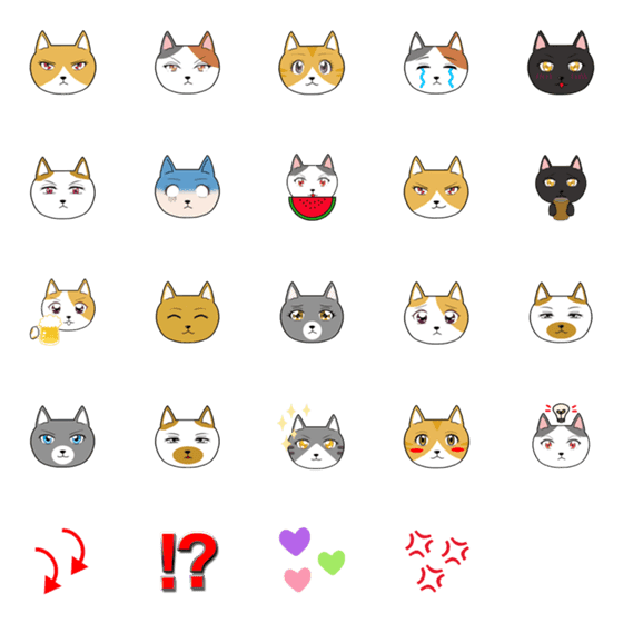 [LINE絵文字]目がかわいい猫いろいろの画像一覧