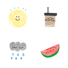 オシャレな夏の水彩線画 基本セットの絵文字メイン画像