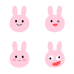 [LINE絵文字] シンプルな桃色うさぎの顔絵文字の画像