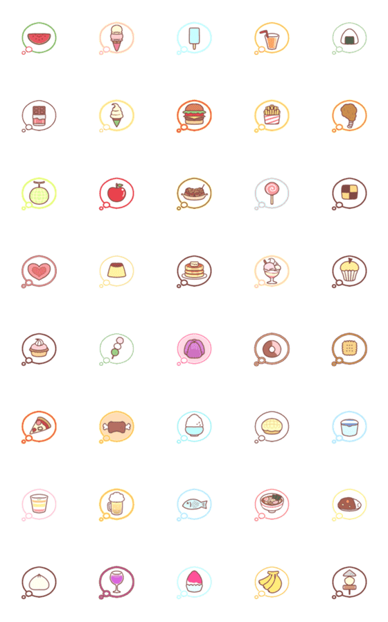 [LINE絵文字]これ食べたい！吹き出し＆食べ物絵文字の画像一覧