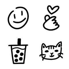 [LINE絵文字] Hand-drawing Emojis in Blackの画像
