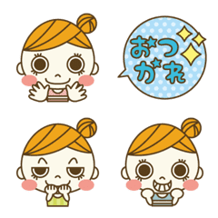 [LINE絵文字] 使える！かわいいお団子ヘアの女の子の日常の画像