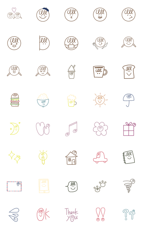 [LINE絵文字]シンプル◎スマイル手書き絵文字 その2の画像一覧
