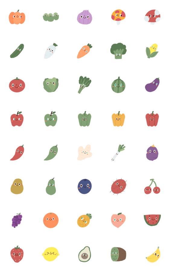 [LINE絵文字]JELLYBEAR : FRUIT ＆ VEGETABLEの画像一覧