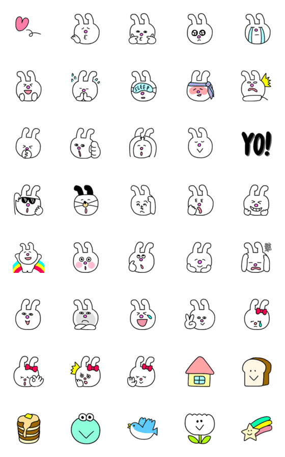 [LINE絵文字]Big Face Rabbit Emoji その4の画像一覧