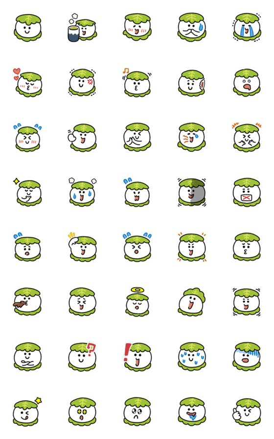 [LINE絵文字]モチモチかしわもち絵文字の画像一覧
