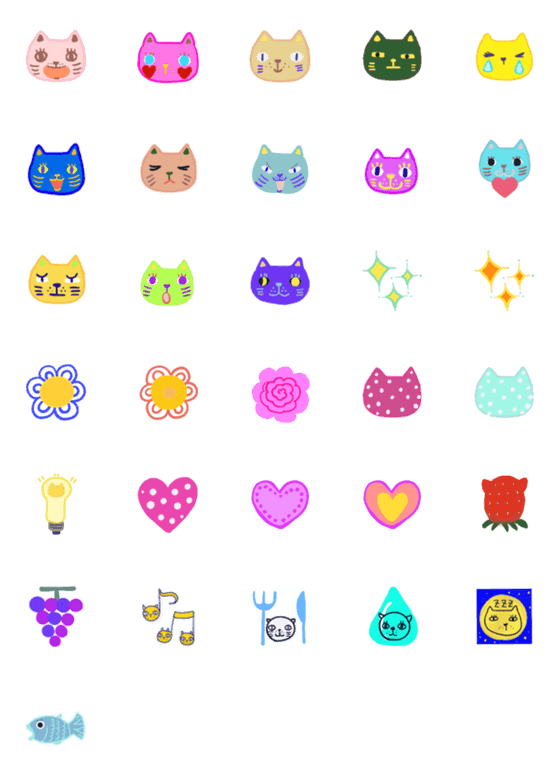 [LINE絵文字]いろんなネコたちのえもじの画像一覧