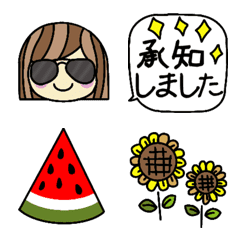 [LINE絵文字] 太眉女子のキュートな絵文字の画像