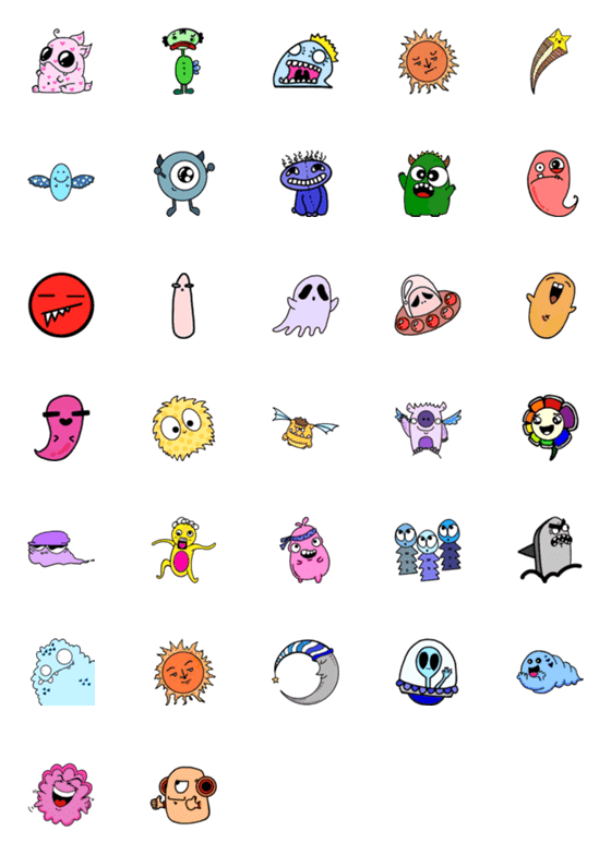 [LINE絵文字]Cute lil' monstersの画像一覧