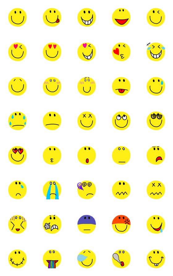 [LINE絵文字]手描きのスマイル (フチなし)の画像一覧