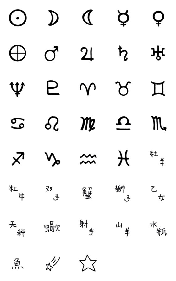 Line絵文字 星座と惑星記号 2 38種類 1円