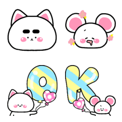 [LINE絵文字] 【simple】ねこねずみの顔だけ万能♡絵文字の画像