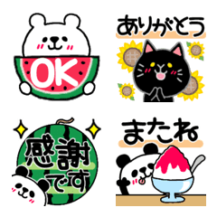 [LINE絵文字] くま×ねこ@夏のデカ文字敬語mixの画像