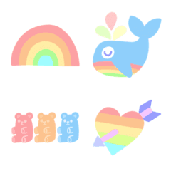 [LINE絵文字] pastel rainbow emojiの画像