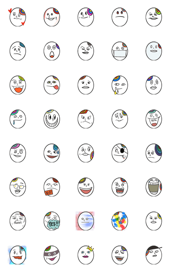 [LINE絵文字]カラフル卵人間達の表情集の画像一覧
