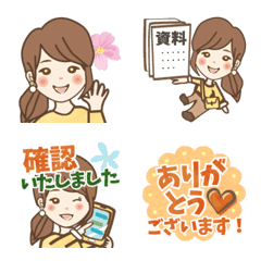 [LINE絵文字] 丁寧＆敬語 大人女子の絵文字♪ロングヘアの画像